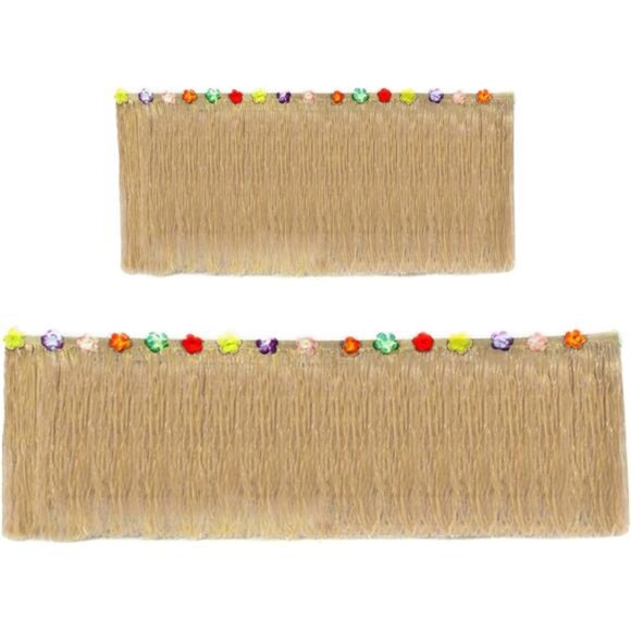 Hawaiian Table Skirt 11ft Long Stretches to 30ft! Brown Grass Table Skirts - Picture 1 of 5